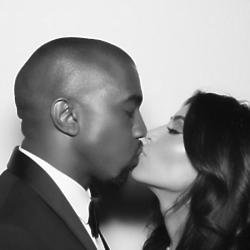 Kanye West and Kim Kardashian at their wedding