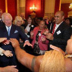 King Charles dances with Freddie Tuilagi