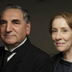 Phyllis Logan and Jim Carter as Mrs. Hughes and Mr. Carson