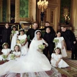 Prince Harry and Meghan with their page boys and bridesmaids