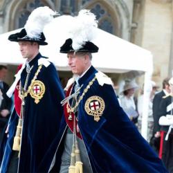 Prince William and Prince Charles in Garter Knight regalia