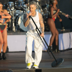 Robbie Williams in London's Hyde Park (Photo by Dave Hogan)