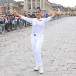 Salma Hayek during the Olympic Torch Relay