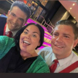 Scarlett Moffatt poses with two LNER staff members after they saved her from a stalker - Copyright Instagram