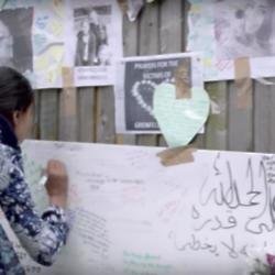 Screenshot of the tributes in the Artists For Grenfell music video