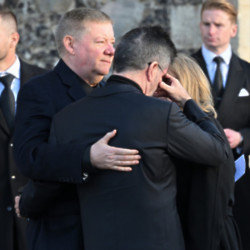 Simon Cowell was comforted by Liam Payne’s heartbroken parents Geoff and Karen at the late singer’s funeral