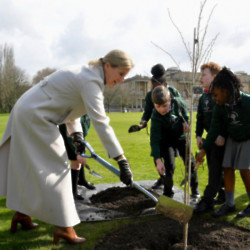 Sophie, Countess of Wessex, helped school children plant a tree