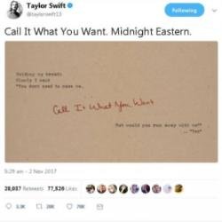 Taylor Swift Call It What You Want (c) Twitter 