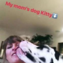 Taylor Swift licked by mom's dog Kitty (c) Instagram 