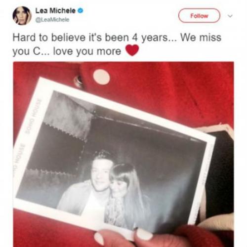 Lea Michele pays tribute to Cory Monteith