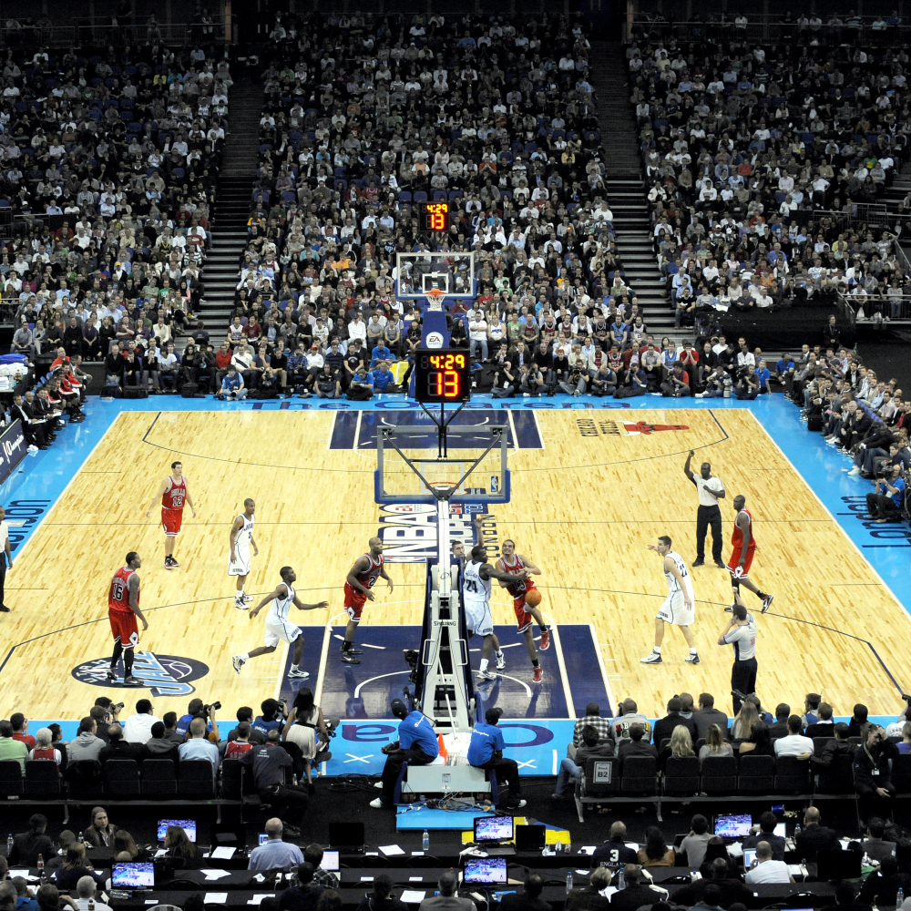 General view during the NBA exhibition match between the Utah Jazz and the Chicago Bulls at the 02 Arena, London