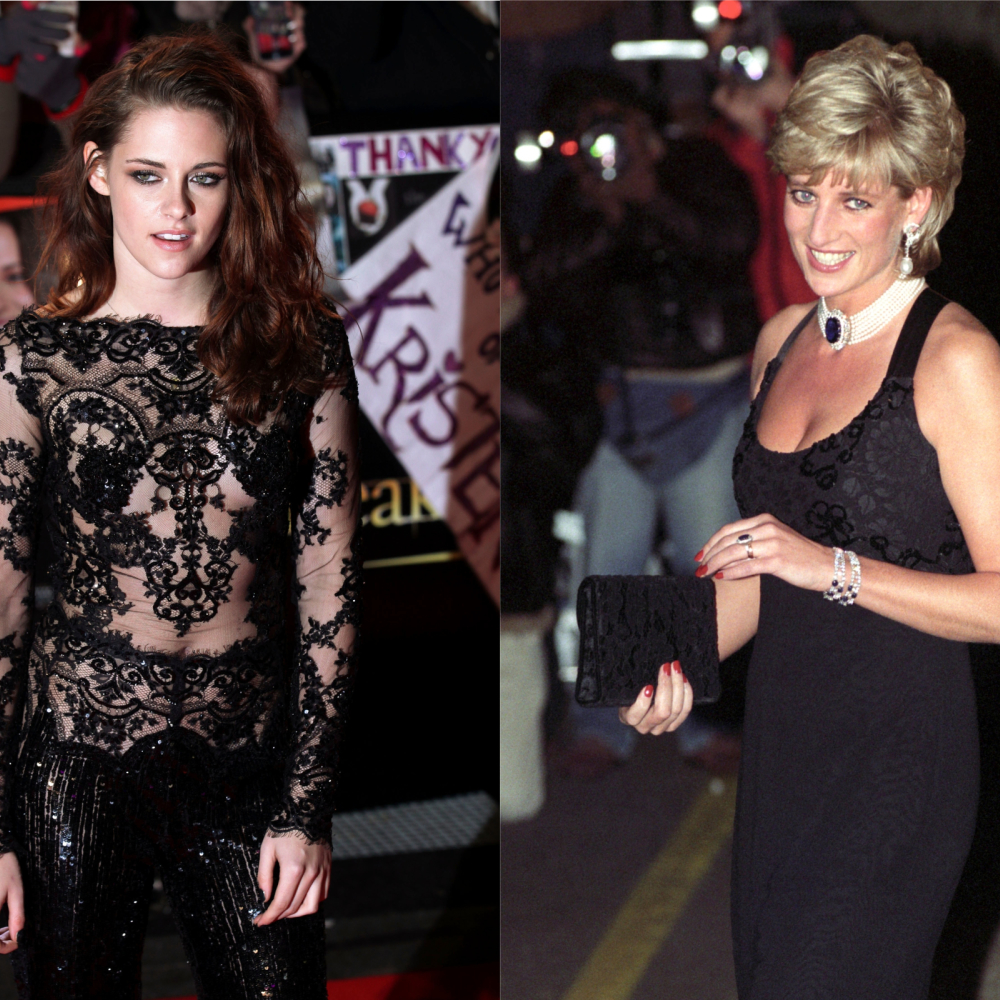 Kristen Stewart (L) and Princess Diana