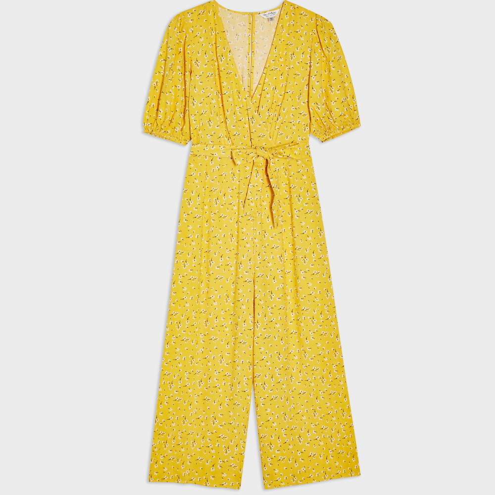 Miss Selfridge Ochre Ditsy Print Eloise Wrap Jumpsuit, GBP 26.25 (was GBP 35)