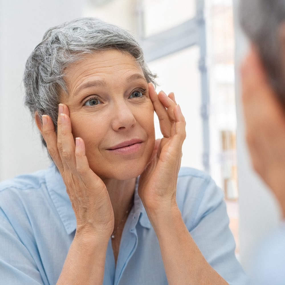 Woman looking in the mirror