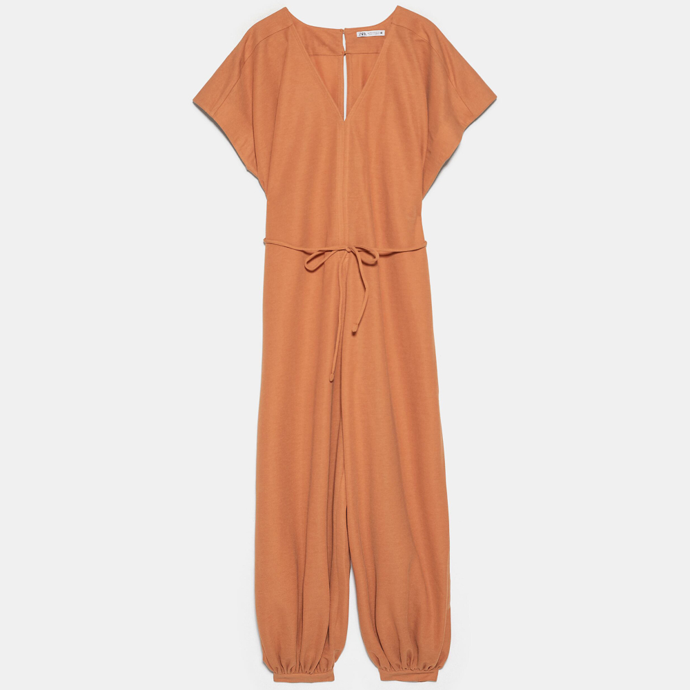 Zara Loose-Fitting Jumpsuit in Light Orange, GBP 15.99 (was GBP 29.99)