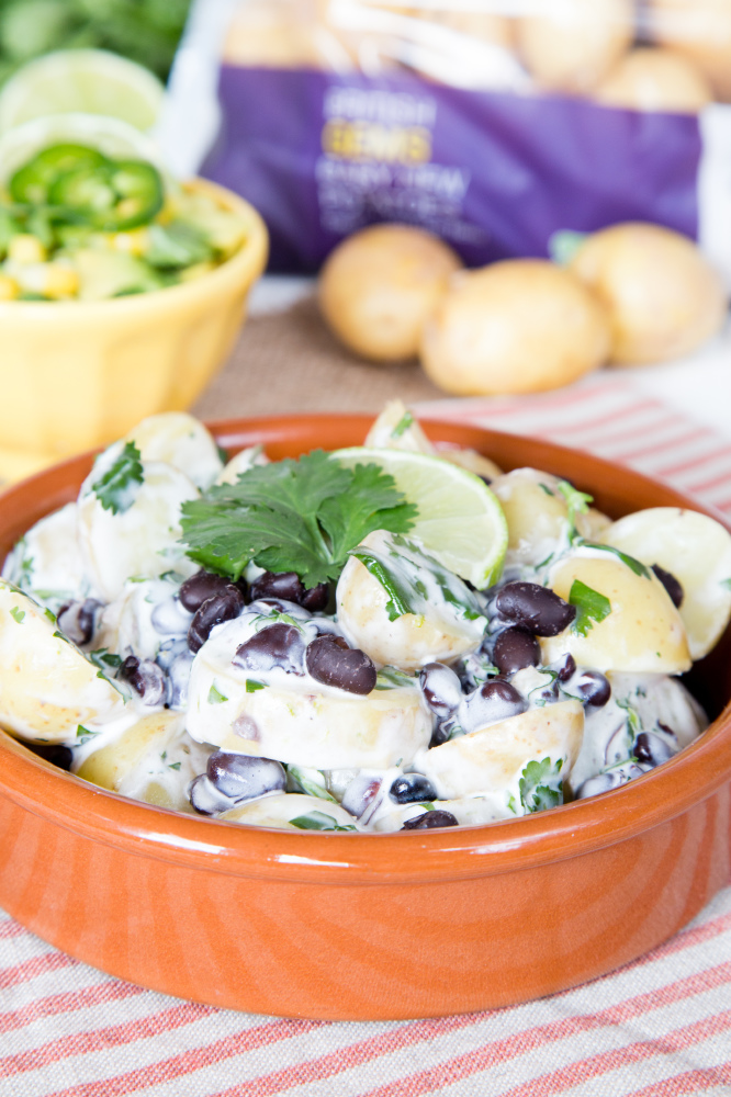 Potato & Black Bean Salad with Avocado & Sweetcorn Salsa