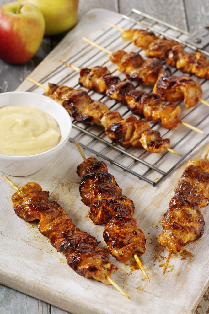 BBQ Chicken Skewers and Fresh Aioli Mayonnaise