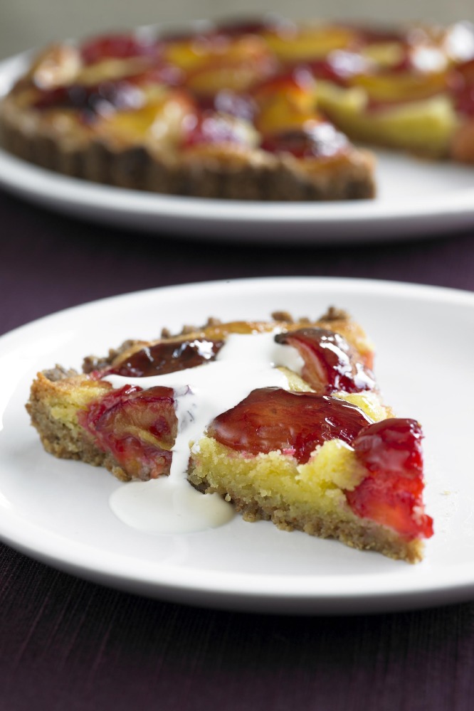 Plum, Almond and Elderflower Tart