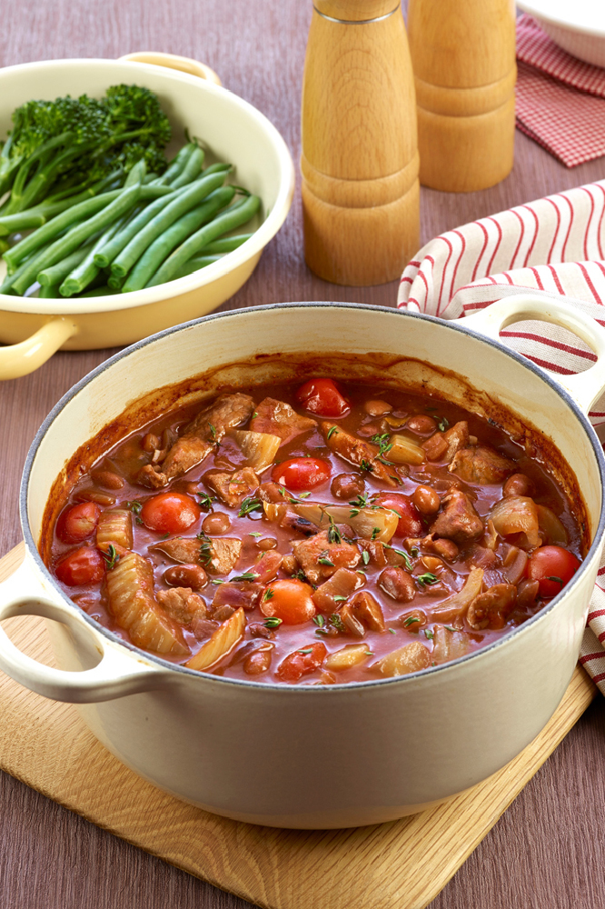 Pork & Fennel with Red Wine & Borlotti Beans Casserole