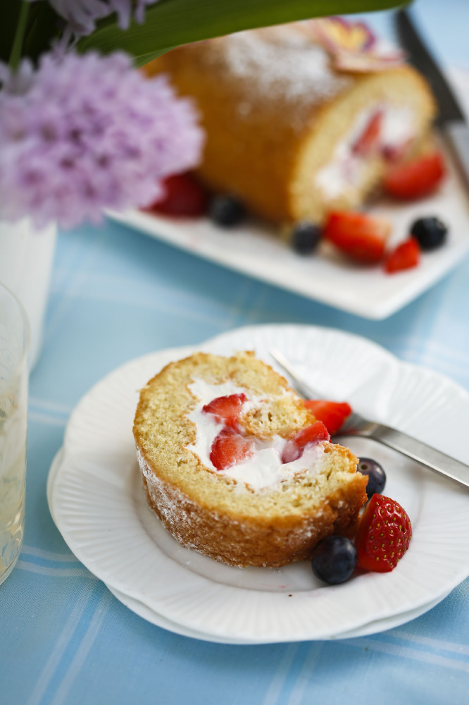 Zesty Lemon and Summer Fruits Roulade