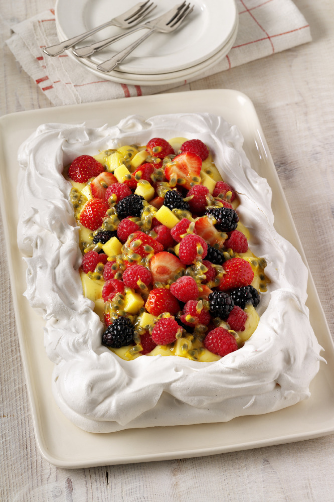 Sharing Pavlova with Lime Curd and Summer Berries