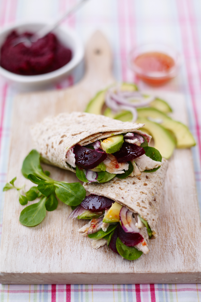 Sweet Chilli Infused Beetroot And Chicken Wraps