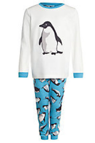 John Lewis Boy Monty & Mabel Long Sleeve Jersey Pyjamas, Cream/Blue