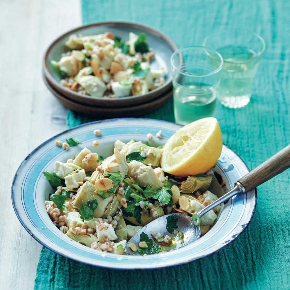 Artichoke salad with spelt grains