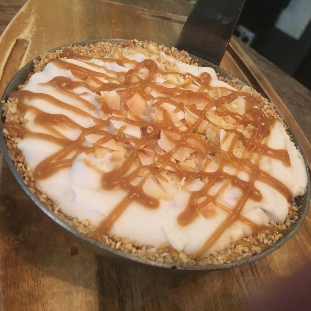 Coconut and banana salted caramel cream pie