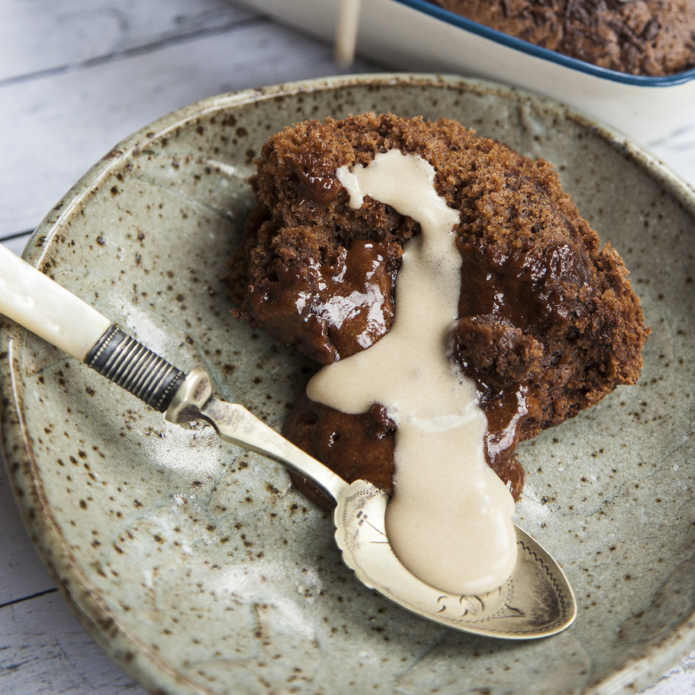 Dark Chocolate Pudding with Salted Caramel Drizzle