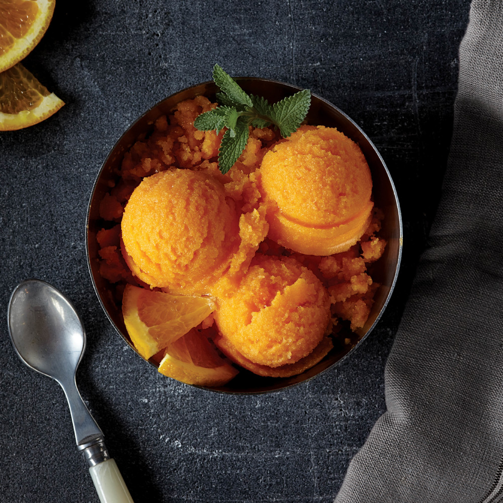 Carrot Orange Ice with Ginger and Olive Oil