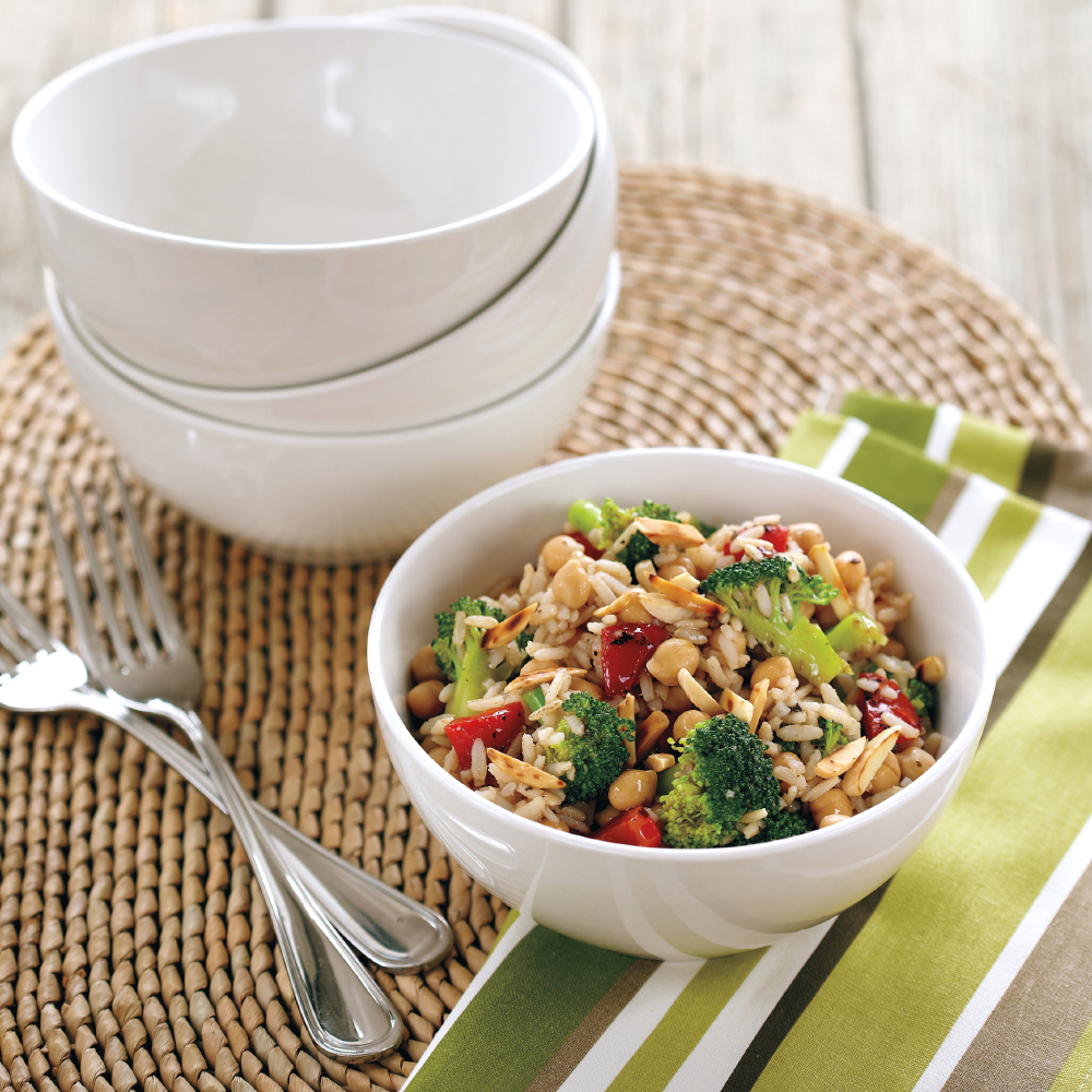 Easy Balsamic Chickpea, Brown Rice & Broccoli Salad