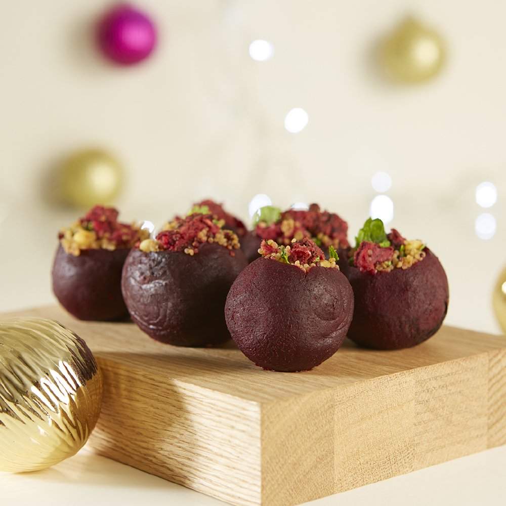 Quinoa and Beetroot Stuffed Beetroot Baubles