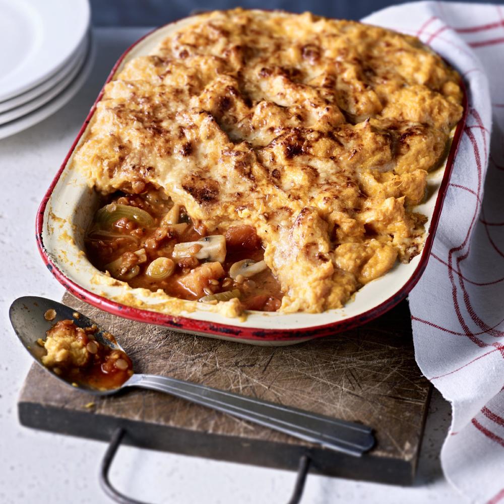 Lentil Cottage Pie with Sweet Potato Mash