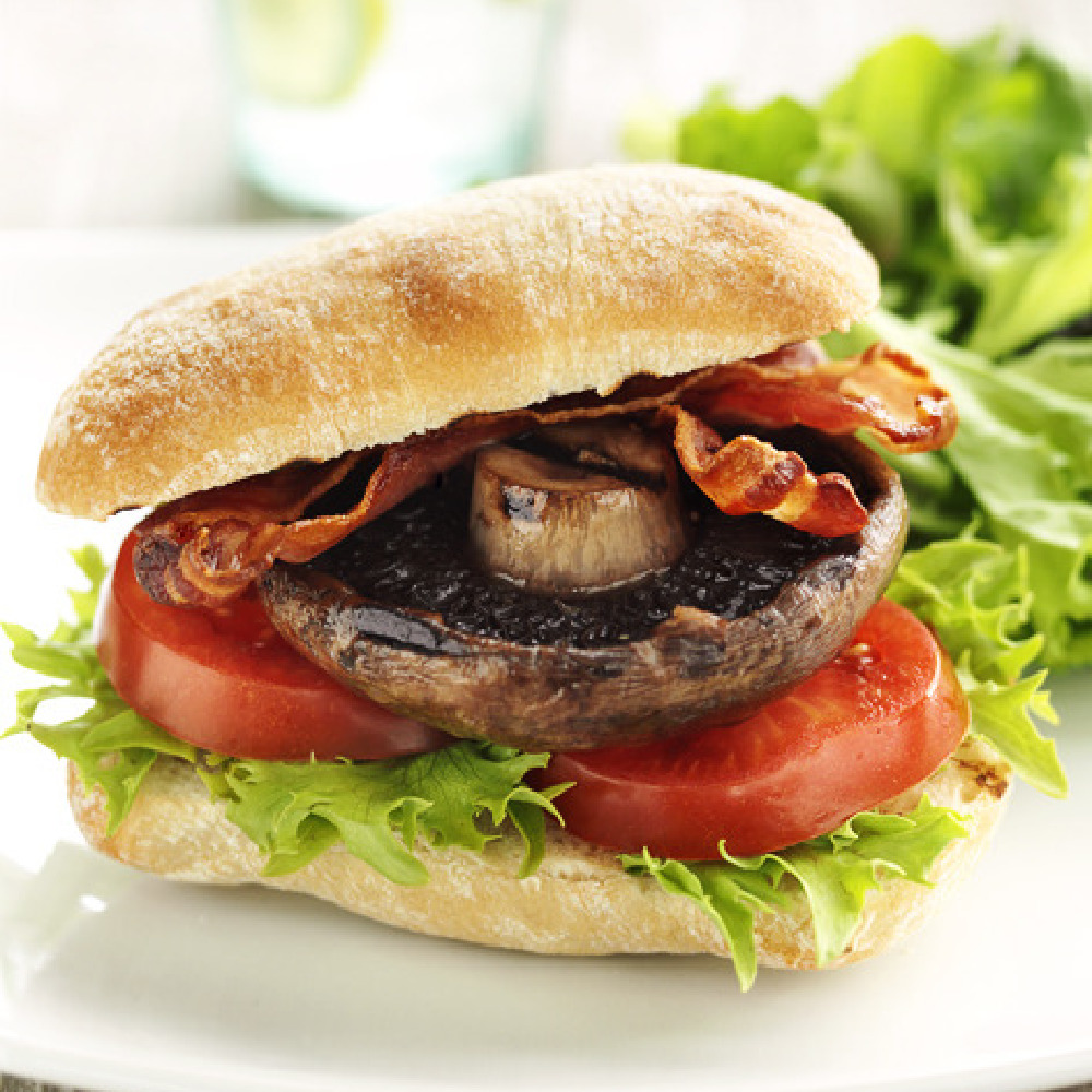 Mega mushroom and bacon burger