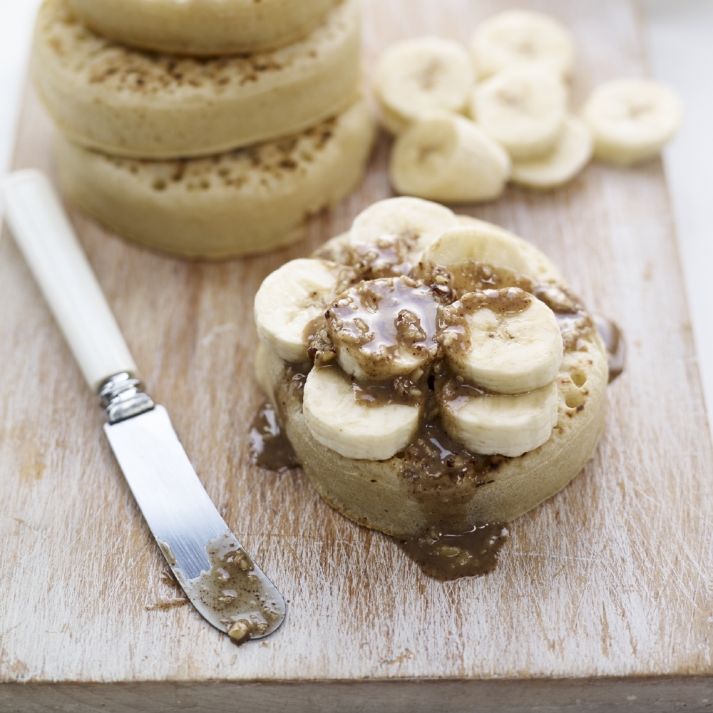 Pecan and Banana Crumpets