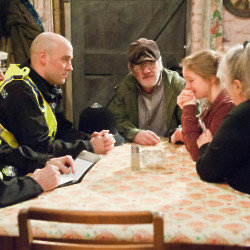 The police question a guilt-consumed Belle / Credit: ITV