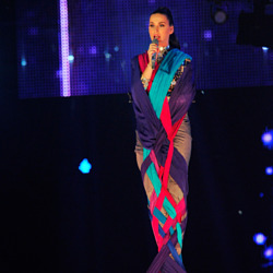 Katy Perry is cocooned while performing