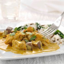 Roast Aubergine and Chicken Curry