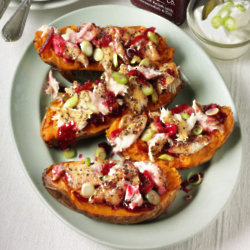 Baked Sweet Potatoes With Mackerel And Beetroot