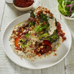 BBQ Whole Head of Broccoli, Harissa & Charred Spring Onion Aioli