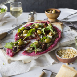 Beetroot Pizza with Beet Leaf Pesto