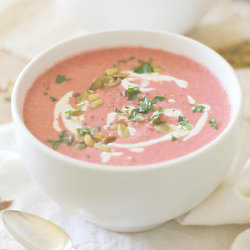 Beetroot Soup With Cumin Cashew Cream