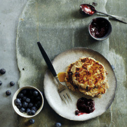 Chia and Coconut Flour Pancakes with Blueberry Baobab Sauce