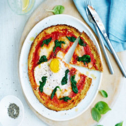 Cauliflower Pizza With Spinach And Egg