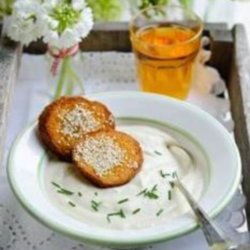 Comfort Cauliflower and Cheese Soup with Sesame Croutons