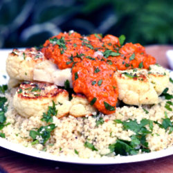 Cauliflower Steaks With Spicy Romesco Sauce