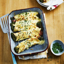 Cheesy Crepes With Broccoli And Ham