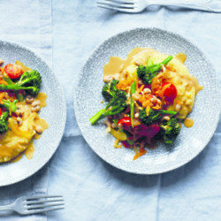 ‘Cheesey’ Polenta and Black-eyed Beans Stir Fry