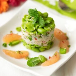 Crabmeat and Broad Bean Salad with Pink Grapefruit and Mint